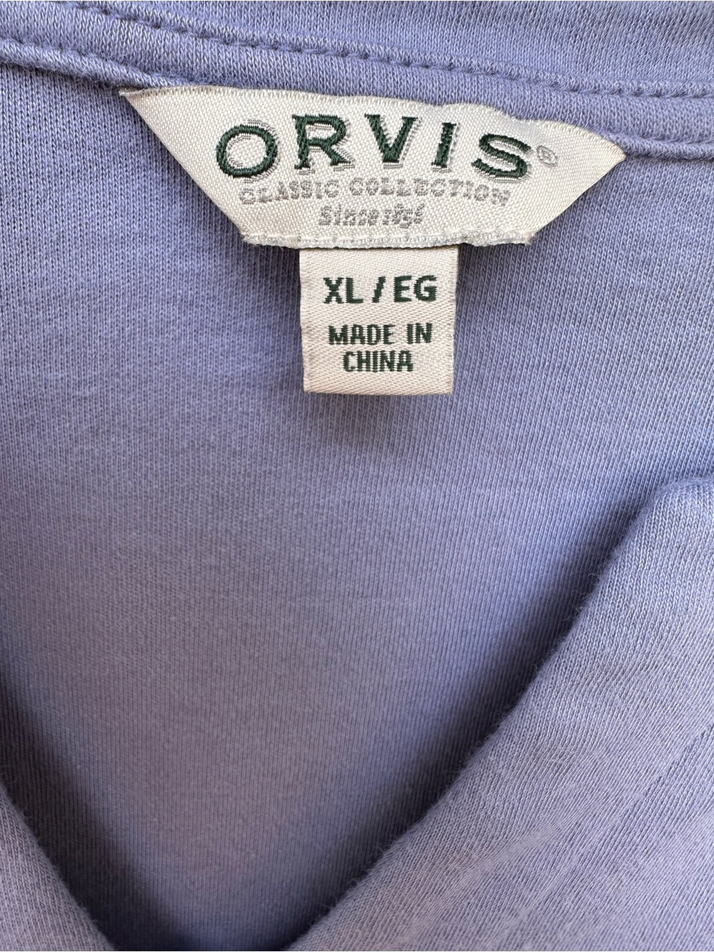 Orvis Light Blue Notch-Neck Three-Quarter Sleeve Top, sz. XL - Picture 5 of 5